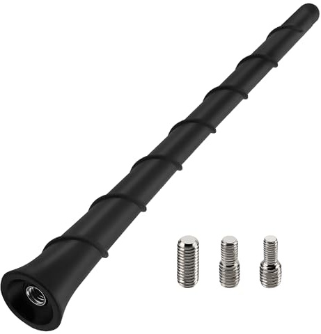 VooGenzek Mini Antena Corta Universal de 20cm para Coche - Radio FM/Am Con 3 Tornillos M4/M5/M6 Universales