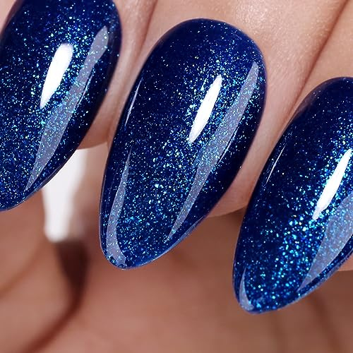 Imtiti Sternennacht Blau Glitzer Gelnagellack - 15ml Mitternacht-Saphir Schimmer UV LED Soak-Off Farbgel, HEMA- & TPO-freie Formulierung, Glänzendes Finish für DIY Maniküre zu Hause