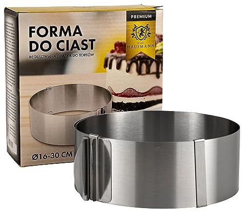KARL HAUSMANN Tortenring Verstellbar - Tortenring Hoch 6 cm - Edelstahl Kuchenring Verstellbar Ø 16-30 cm - Backring - Torten Ring - Klemmhebel - Backrahmen Rund - Verstellbarer Tortenringe - Silber