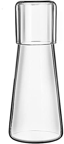 Peowuieu Juego de jarra de agua transparente con vaso de precipitados para dormitorio, mesita de noche, jarra de agua de noche con cristal, con juego de vasos