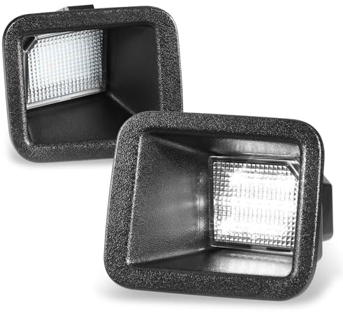Auto Dynasty License Plate Light Compatible with 2017-2024 Ford F250 F350 F450 Super Duty, Pair of Full White LED License Plate Light Lamp Assembly, Black Housing Clear Lens