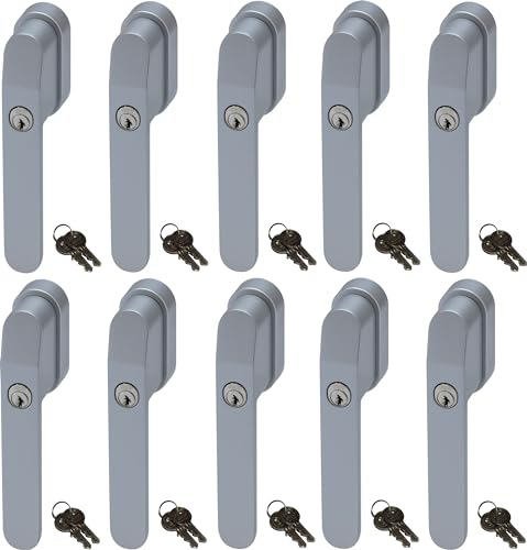 ABUS FG400S, abschließbarer Fenstergriff in Silber im Set 10 Stück, alle gleichschließend AL0145 mit zwanzig Schlüsseln