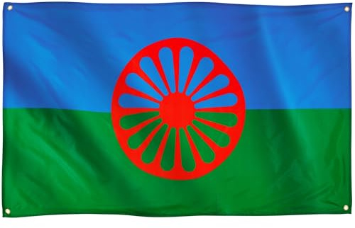 Runesol Bandera Gitana, 91x152cm, 3ft x 5ft, 4 Ojales, Ojal en Cada Esquina, Gitanos Rumanos, Roma, Banderas Premium, Interior, Exterior, Colores Vivos