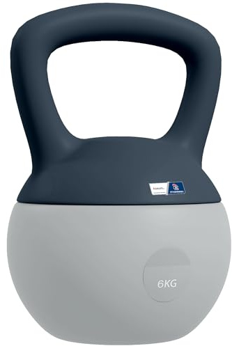 SPORTNOW Kettlebell 6kg - Collaboration Aosom.de x FFHandball - Hantel mit rutschfestem Griff für Fitness, Krafttraining und Kardio, grau und gelb