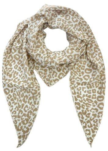 irisaa Schal Damen Leopard, weiche Deckenschal mit Leo Muster, dreieckstuch Halstuch mit 100% Cotton, Made in Italy