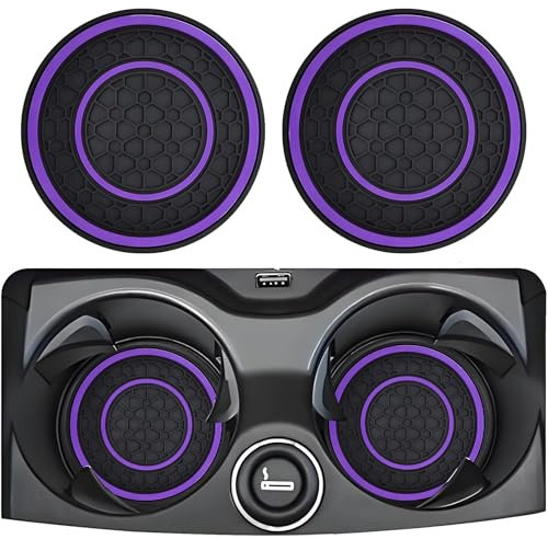 VBGURR Insert porte-gobelet de voiture, porte-gobelet universel de voiture, dessous de verre antidérapant pour tasse à café accessoires de voiture intérieur, 2 pièces (violet)