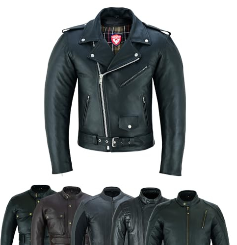 warrior gears Brando Leder-Motorradjacke für Männer Weiche echte Leder-Bikerjacken Perfecto Marlo mit abnehmbaren CE-Panzerungen (9XL, Schwarz-MJ1004)