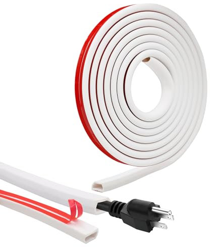 Scettar 3M Canal de Cable Flexible, 15x10mm UN Cable Canaleta Cables Pared Adhesivo Canaleta Cables Pared Adhesivo,Blanco en Forma De D,Canaletas para Cables Adhesivas,Esconder Cables Pared