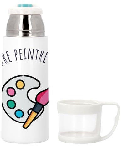 Bouteille thermo en Inox avec Tasse Intégrée - La Meilleure Peintre du Monde Peinture Artiste Creation Tableau - 350ml - Bouteille Isotherme