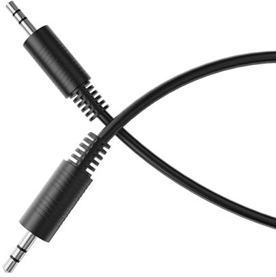HDSupply Cable auxiliar, cable jack 3,00m, audio jack 3,5 mm estéreo 3-pins, cable de audio para auriculares, barra de sonido, TV, coche, radio, negro
