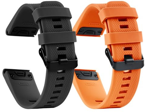 aceyoon Lot de 2 Bracelet 22mm pour Garmin Fenix 7/7 pro/6/6 pro/5/5 plus, Quickfit Bracelet Montre Connectée en Silicone Homme Femme pour Garmin Forerunner 935/945, Approach S60/S62