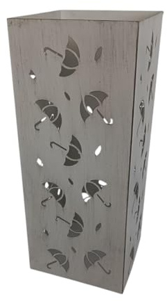 AcaciaHome Elegant and Durable 49CM Cream Metal Square Umbrella Stand – Modern, Sleek, Sturdy, Space-Saving, and Functional Design for Multiple Umbrellas Storage for Home, Office, and Entryway