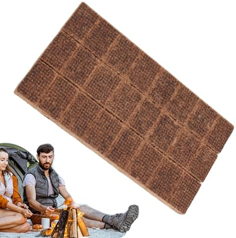 Allume-feu pour cheminée intérieure - 24 carrés - Carrés d'allume-feu pour cheminées, fosses de Barbecue, Feux de Camp, Barbecue et Fumeurs