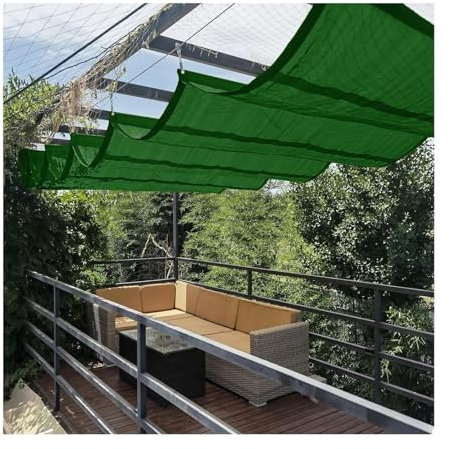 YPIOUREN Verschiebbarer Wellenschatten, Einziehbares Pergola-Vordach, U-förmiger Wellensonnenschutz, Einziehbare Wellensonnensegel For Den Außenbereich, For Pergola, Terrasse, Deck(W:2m/6.56ft*L:3m/9.