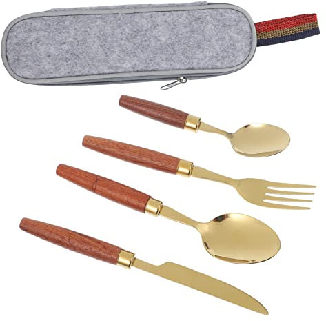 HOLIDYOYO Kit De Couverts Ménagers Avec Fourchette Cuillère Couteau Et De Restaurant Occidental De Pour Camping Et Pique-