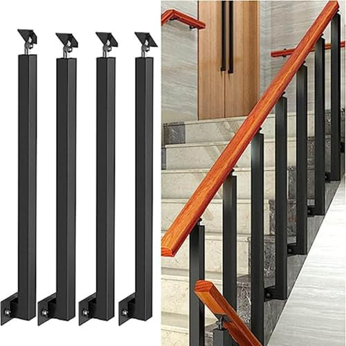Trappståndare för trappor/terrasser/verandor – paket med 4/8/10, sidomonteringsstift av metall, trappstege, fyrkantig trappstegsstång med kit (storlek: 3,28 fot/100 cm, färg: 4 förpackning)
