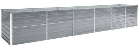 Fioriera rialzata da giardino, in acciaio zincato, 480 x 80 x 77 cm, colore grigio, per balcone, giardino, terrazza, fiori