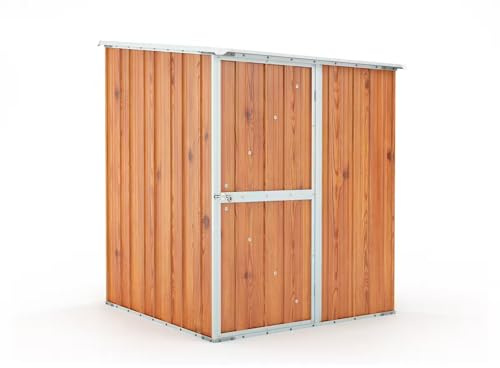 Box in Acciaio Zincato Casetta da Giardino in Lamiera 1.55 x 1.75 m x h2.02 m - 60 KG – 2.71 metri quadri (Finitura Legno)
