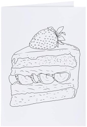 Azeeda Large (A4) 'Delicious Strawberry Cake Slice' Blank Greeting Card (GC00078396)