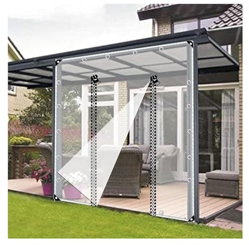 ZCXMNL Gazebo Transparent Tarpaulin Side Panels,0.3mm Thick Pvc Tarpaulin,Outdoor Waterproof Clear Tarp Curtains With Zipper Door,Weatherproof Partition Curtains,With Grommets(4x2m)