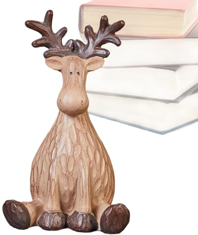 Befeixue Figura di renna di Natale – Scultura estetica di alce per Natale | Scultura in resina collezionabile per interni – per tavolo da soggiorno, armadio, libri, vetrina per TV