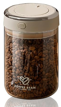 STIFFOUR Coffee Bean Storage Container with One-way Valve Airtight Lid Date Tracker for Coffee and More Food Fresh and Storage, Clear Borosilicate Glass Coffee Canister (13 OZ)
