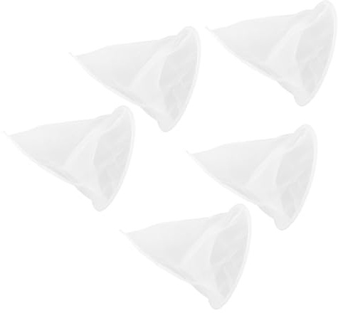 FUNNETOYU Colador de Miel de Cubo Cónico Reutilizable 5 Piezas Bolsa de Filtro de Malla de Nailon de Doble Capa Ultrafina Lavable para Filtración Precisa en Apicultura y Cocina