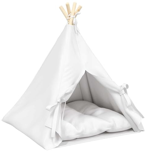 vidaXL Haustier-Tipi mit Kissen Weiß 60 x 60 x 70 cm Polyester