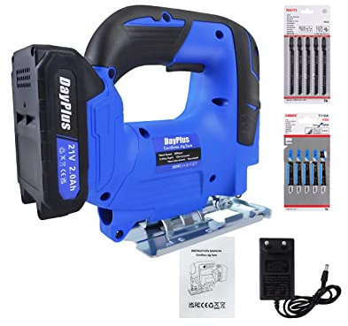 Cordless Jigsaw, Electric Jigsaw Tool, 2600SPM Cutting in Wood 135mm, Cutting in Steel 10mm, 4 Orbital Sets, Bevel Cutting 45°, Jig Saw for Wood and Metal Cutting