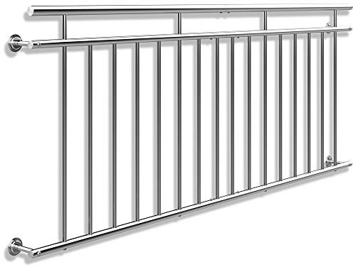 MONZANA® Balustrade de balcon français 225 cm acier inoxydable main courante garde-corps sécurité fenêtre barreaux