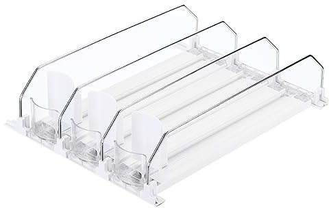 sourcing map 3uds Soda Lata Organizador para Refrigerador, Autoempuje Bebida Organizador, Ancho Ajustable Bebidas Dispensador Bebidas Empujador para Despensa Expendedora Máquina, Blanco