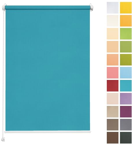 Rettika Sichtschutz Rollo ohne Bohren - Blaue Lagune, Breite: 60cm, Höhe 120 - Rollos für Fenster ohne Bohren, Fenster rollos für innen, Jalousien zum Klemmen, Klemmrollo