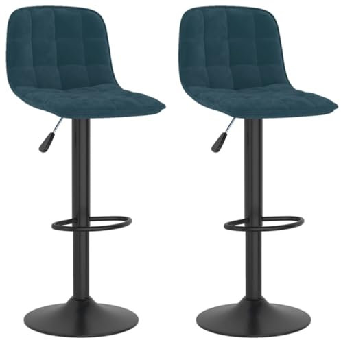vidaXL 2X Taburetes de Cocina Casa Bistró Pub Restaurante Mostrador Asiento Reposapiés Silla Alta de Bar Moderno Ajustable Terciopelo Azul