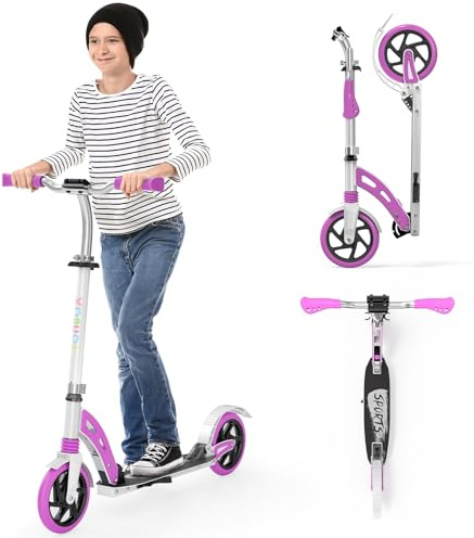 Scooter for Kids Ages 6+ Year Old, TONBUX Kids Scooter for Girls Boys Teens, Easy Folding Scooters with 200mm Big Wheels & Fully Height Adjustable & Dual Suspension & Carry Strap, Load up to 100Kg