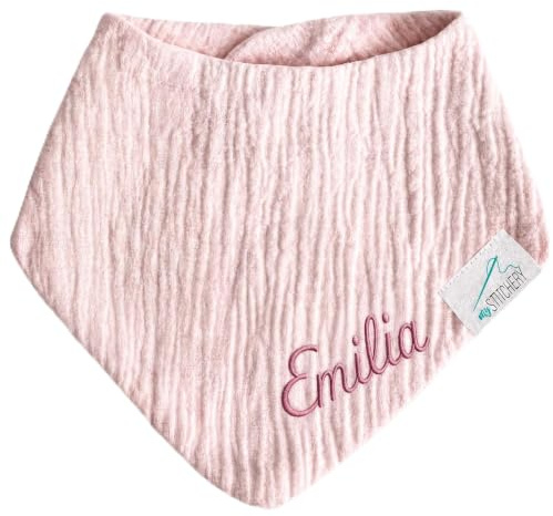 my STITCHERY Baby Lätzchen mit Namen bestickt, Oeko-TEX® Standard 100 - Personalisiertes Sabberlätzchen aus weichem Musselin