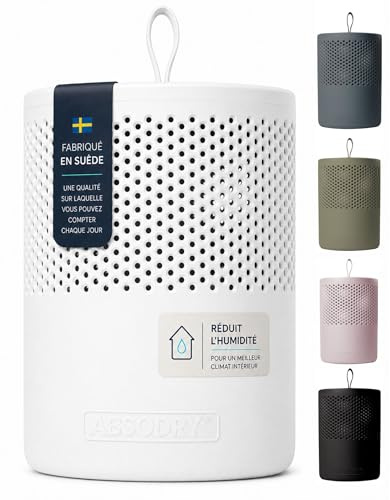 ABSODRY duo family - Avfuktare utan el - för bästa luftkvalitet - Mot mögel - Avfuktare för källare, badrum, sovrum - Vit - 25 m²