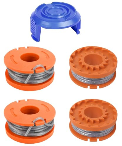 Ershengsan 4 PCS Strimmer Spools Compatible with Mac Allister MGTP18Li Trimmer Line, Trimmer Replacement Spool Line with Spool Cover, Replacement Strimmer Line for Macallister(4 Spool + 1 Cover)