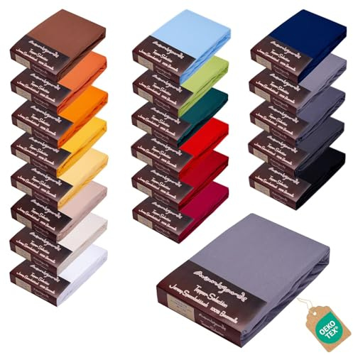 Avantgarde Premium Topper Spannbetttuch - 180x200-200x220cm - für Boxspringbett Topper Auflage - extra niedriger Steg - Spannbettlaken, sehr gute ca.170g/m² - Bettlaken 100% Jersey Baumwolle (12 Grau)