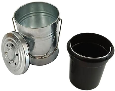 MotiveTech Cubo de Basura Metálico para Exteriores, Contenedor de Basura Y Compost con Tapa para Patio, Hogar Y Cocina.