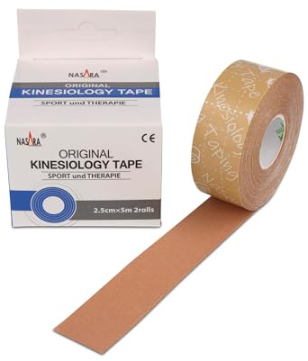 Nasara Original Kinesiology Tape, 2 Rollen, 2.5 cm x 5 m, beige