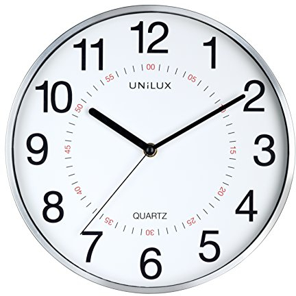 Unilux Wanduhr Aria mit Sekundenzeiger, modernes Ziffernblatt, Kunststoff/Glas, metallgrau, 30.5 cm