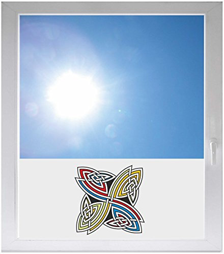 INDIGOS UG - Fensterfolie Blickdicht Regenbogen Retro Ornament Tribal Party - 800x500mm - Sonnenschutzfolie Fenster - Sichtschutzfolie Fenster Bad, Küche, Fenster, Milchglasfolie