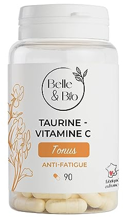 TONUS & VITALITÉ – Taurine & Vitamine C – 90 Gélules – Complément Alimentaire BELLE&BIO – Fabriqué en France