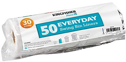 Kingfisher BB50S 30 Litre Everyday Swing Dustbin Bin Bag Liners/Refuse Sacks White (3 x 50 Bags)