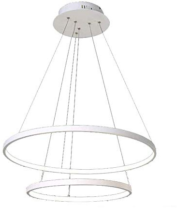 LED Pendelleuchte Esstisch Hängelampe Dimmbar Stufenlos mit Fernbedienung Rund 2 Ringe Design Pendellampe Esszimmer Modern Hängeleuchte Kronleuchter Deckenleuchte Wohnzimmer Küche Φ40+60cm