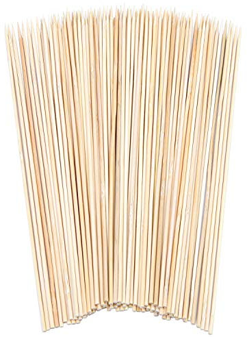 Aneco 30 cm/12 inches Bamboo Skewers Natural Wooden Skewers Sticks for BBQ, Cocktail, Shish Kabobs, Party Essentials, 100 Pieces