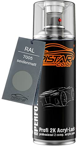 TRISTARcolor RAL 7005 Mausgrau seidenmatt 2K-Acryl-Lack Spraydose | Sprühdose 400 ml, schnelltrocknend
