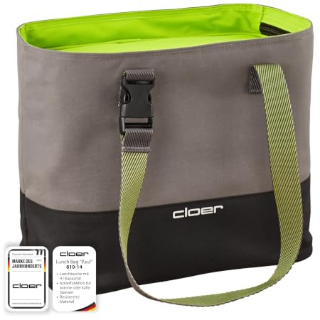 Cloer 810-14 Isoliertasche 9 L, Lunchtasche isoliert | Lunchbag für warme & kalte Speisen, leicht auswaschbar, Unisex, Grün, für 3 Lunchdosen, Lunch Care System