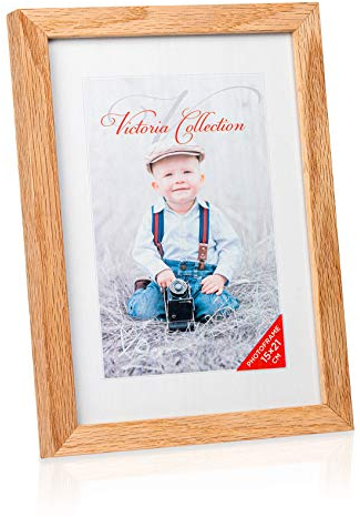 Victoria Collection Klassischer Holz Bilderrahmen aus Eiche - Freistehender Fotorahmen für 15x21 cm Bilder | Einfach für Horizontale & Vertikale Fotos zu Verwenden | Geeignet für Tisch & Wand