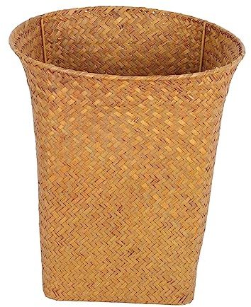 Cabilock 1 Pc Bidone Della Spazzatura Di Paglia Rattan Trash Can Cannuppio Cestino Rifiuti Camera Giocattoli Per Auto Cesto Della Biancheria Cestini Fioriera Conservazione Ufficio Cannuccia